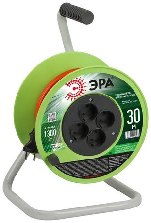 Удлинитель силовой RP-4-2x0.75-30m на пластиковой катушке без заземления 4 розетки 30м ПВС 2х0,75мм2 | Б0059780 ЭРА