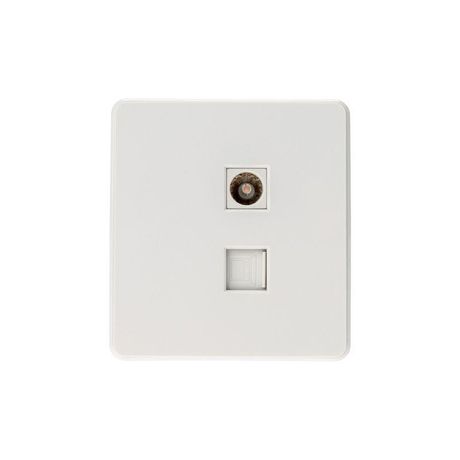 Розетка компьютерная + телевизионная СП ROUND MIELE RJ45 кат6 TV перламутр Kranz KR-78-0722-1