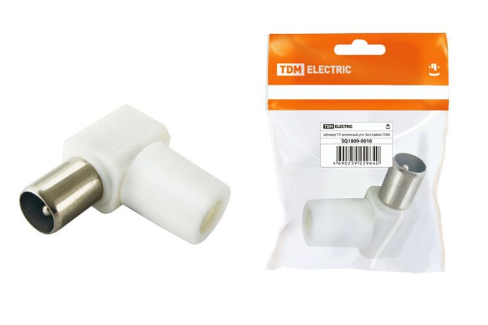 Штекер TV антенный угл. белый без пайки, инд. упаковка | SQ1809-0010 TDM