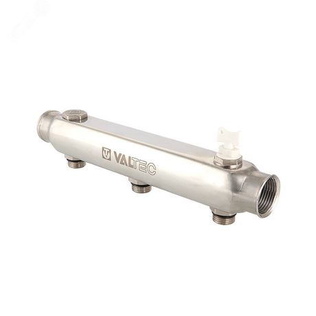 Коллектор нержавеющая сталь 1' х 5 выходов 1/2' НР межосевое 100 мм - VTc.510.BS.060405 VALTEC O51B060405