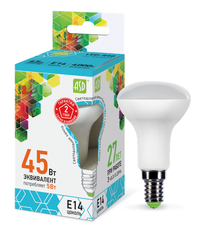 Лампа светодиодная LED-R50-standard 5Вт 4000К нейтр. бел. E14 450лм 160-260В ASD 4690612001517