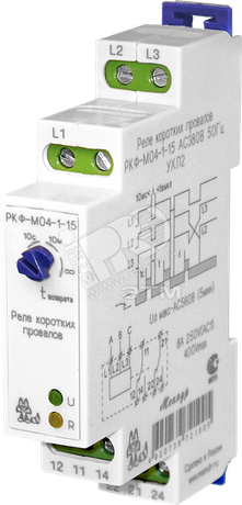 Реле контроля фаз РКФ-М04-1-15 380B~ - 4640016934607 Меандр