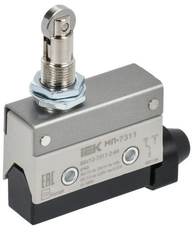 Микропереключатель концевой МП-7311 горизонтальный толкатель с нажимным роликом резьбовое крепление IP40 IEK - KKV12-7311-2-64