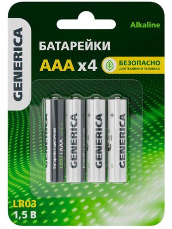 Батарейка щелочная Alkaline LR03/AAA (4шт/блистер) | ABT-LR03-ST-L04-G GENERICA IEK