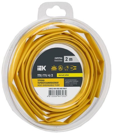 Трубка термоусадочная ТТУ нг-LS 4/2 желтая (2м/упак) IEK | UDR12-004-002-002-K05-T