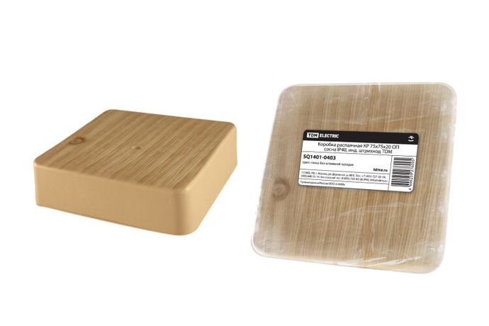 Коробка распределительная КР 75х75х20 о/п сосна IP40, инд. штрихкод | SQ1401-0403 TDM