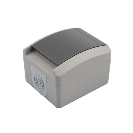 Розетка одноместная (керамика) INDUSTRIAL IP54 с заземлением, о/у, серая | KR-78-0612 Kranz