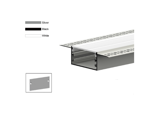 Профиль алюминиевый для встраивания в ГКЛ 2000х88х17 (46.7х17.9 площадка ленты 37.2мм) (дл.2м) VARTON V4-R0-70.0001.KIT-8817BG VARTA