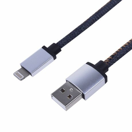 Кабель USB-Lightning для iPhone, 2,4A, nylon, denim, 1mУстройство зарядное, 18-4248, MEET