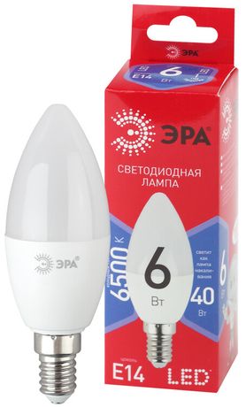 Лампа светодиодная LED 6 Вт 480Лм 6500К свеча холодный E14 220-240В B35-6W-865-E14 Red Line - Б0045339 ЭРА