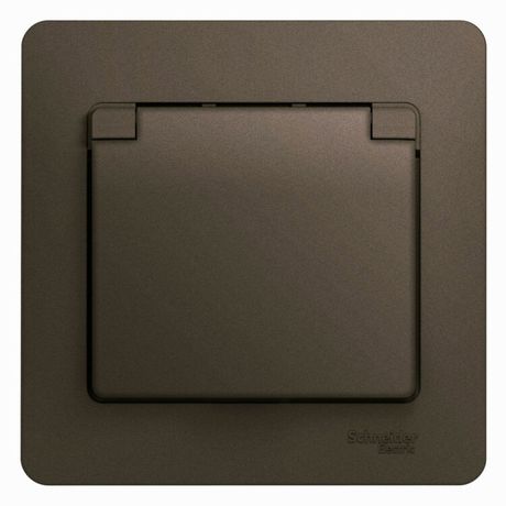 Розетка 1-м СП 1мод. Glossa 16А IP20 с заземл. защ. шторки крышкой в сборе шоколад SE GSL000846 APC