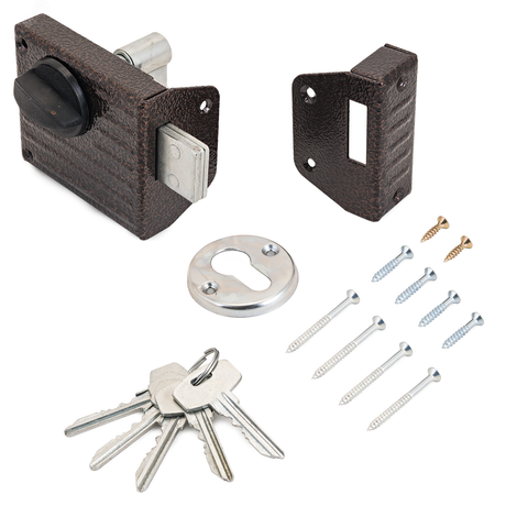 Замок накладной цилиндровый для деревянных дверей, СТАНДАРТ Россия ЗН1-2.1С медь - 7436 ПТК