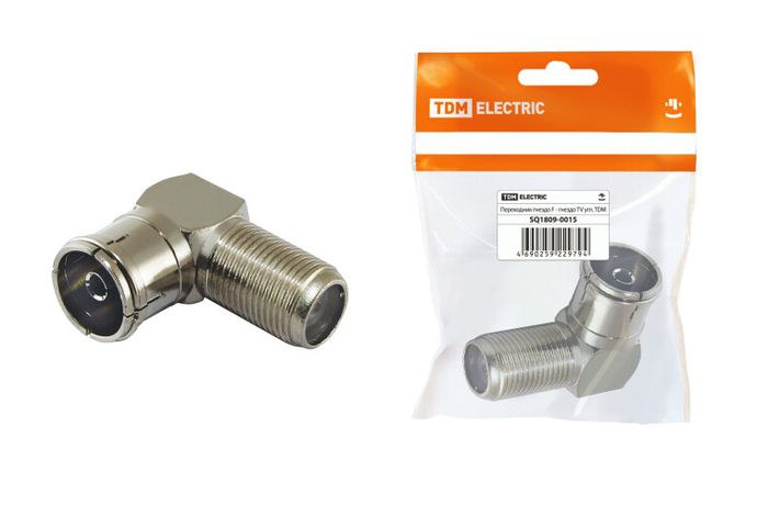 Переходник гнездо F - TV угловой, инд. упаковка | SQ1809-0015 TDM