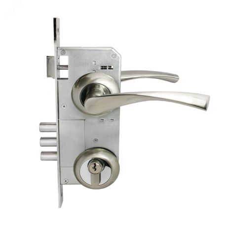 Замок врезной цилиндровый с ручками для деревянных дверей АЛЛЮР АРТ ЗВ4-85А.1380 никель матовый - 12252 ПТК