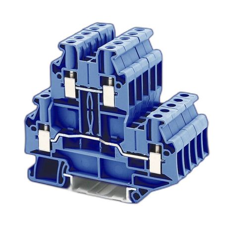 Клемма двухуровневая , винтовой зажим, 4 точки подключения, кв.мм, синяя - TTURB-4-BU ДКС