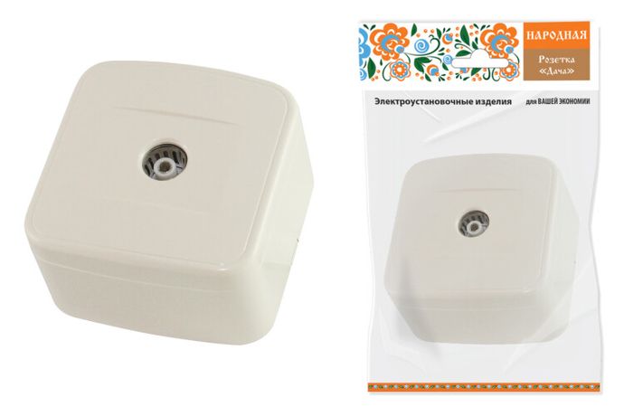 Розетка TВ простая (0-2400 Гц, "мама") открытой установки, IP20 сл. кость "Дача" Народная | SQ1824-0026 TDM