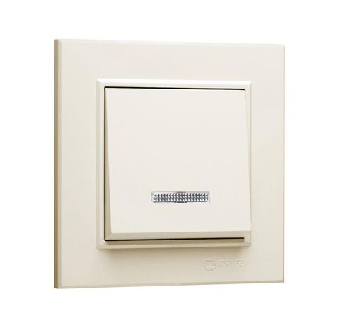 Выключатель 1-кл. СП Karea 10А IP20 с подсветкой крем. Makel 56010021