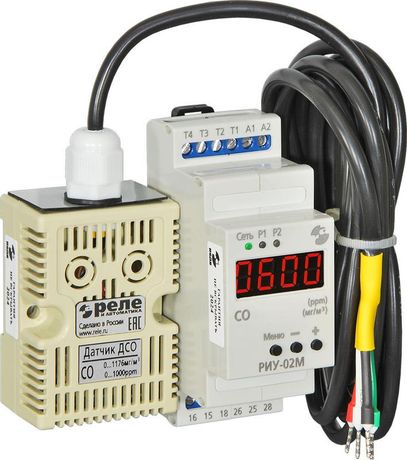 Реле-индикатор угарного газа РИУ-02М в компл с датчиком ДСО кабель 2.5м 220В 50Гц индикация CO пределах 0-1000ppm 2 канала макс коммутируемый ток 8А 1п каждом канале УХЛ4 Реле и Автоматика A8223-02839176