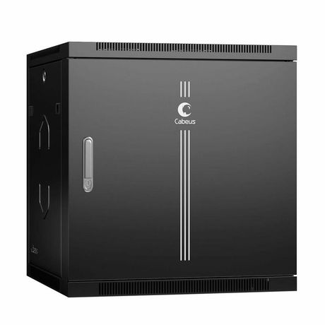 Шкаф телекоммуникационный настенный разобранный 19'' 12U 600x600x635mm (ШхГхВ) дверь металл цвет черный (RAL 9004) - SH-05F-12U60/60m-R-BK Cabeus 10744c