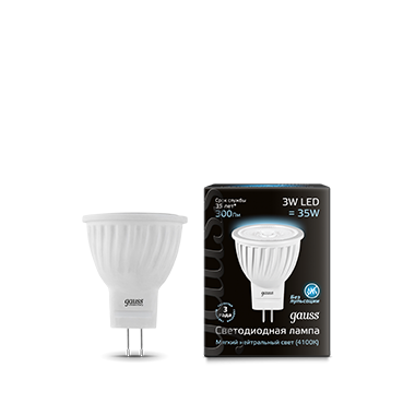 Лампа светодиодная LED 3 Вт 300 лм 6500К AC150-265В GU4 софит MR11 холодная Black Gauss - 132517303
