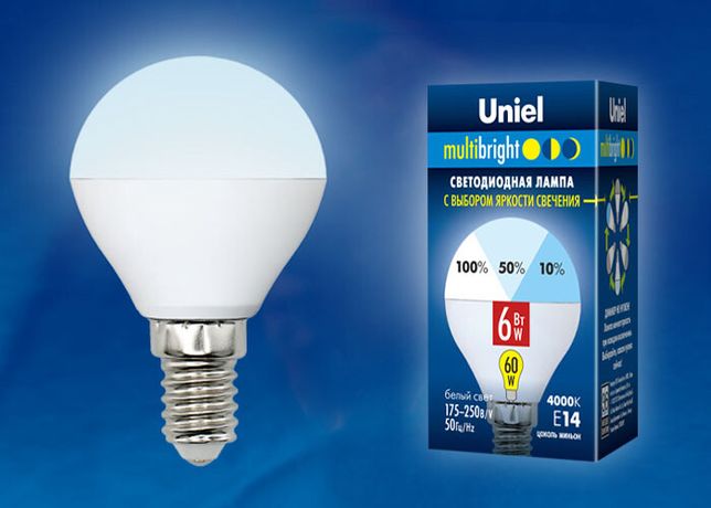 Лампа светодиодная LED-G45-6W/NW/E14 /FR/MB PLM11WH Multibright 6Вт шар матовая 4000К нейтр. бел. E14 100-50-10 (упак. картон) Uniel UL-00002376