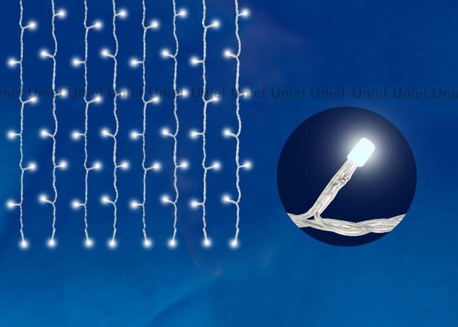 Гирлянда занавес светодиод. ULD-C2030-240/DTA WHITE IP20 с контроллером 240led 2х3м прозр. бел. UNIEL 06739