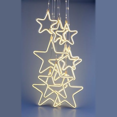 Светодиодная новогодняя гирлянда ЭРА ЕGNIG - ST занавес Неоновые звезды 8 режимов 2,4*0,8 м теплый свет IP20 Б0051877