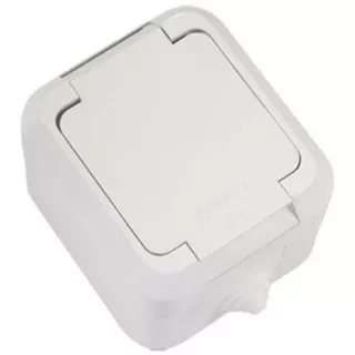 Розетка 1-м ОП 10А IP44 с заземл. крышкой п/герм. сер. Makel 18104