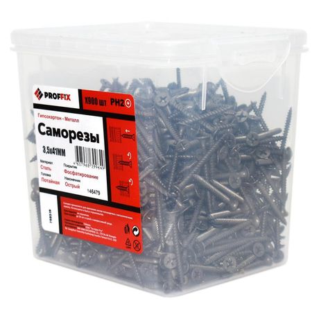 Саморез усиленный гипсокартон-металл 3.5х41 (TWN) (контейнер) (уп.900шт) Tech-Krep PRO/Zitar 146479