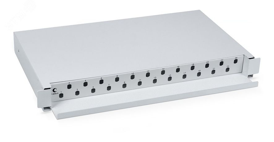 Кросс бокс оптический 19' на 24 ST(FC) со сплайс-кассетой, выдвижной (без пигтейлов и проходных адаптеров) - ODF-19-24-ST Cabeus 7303c
