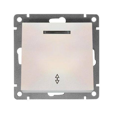 Переключатель проходной 1-кл. СП Афина 10А IP20 с подсветкой механизм жемчуж. Universal A0125-OBr Союз