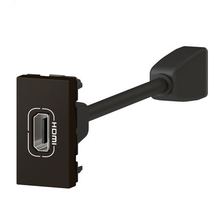 Розетка HDMI - Mosaic 1 модуль со шнуром матовая черная | 079478L Legrand