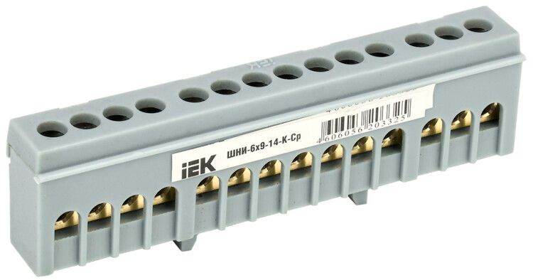 Шина L "фаза" в корпусном изоляторе на DIN-рейку ШНИ-6х9-14-К-Ср | YNN10-69-14KD-K02 IEK