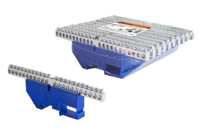 Шина "N" нулевая с изолятором на DIN-рейку 6x9мм стойка бол. 22 групп никелированная | SQ0801-0332 TDM