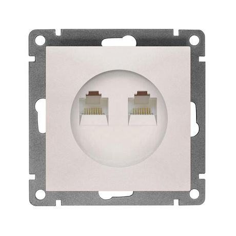 Розетка компьютерная двухместная UNIVersal серия Афина с/у, 1А, RJ45, жемчуг (еврослот), механизм - A1086-OBr Союз