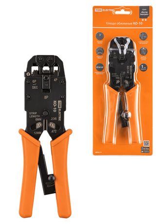 Клещи обжимные КО-10, обжим RJ-10/11/12/45 (8P8C, 6P6C, 6P4C, 6P2C, 4P4C), "МастерЭлектрик" | SQ1001-0011 TDM