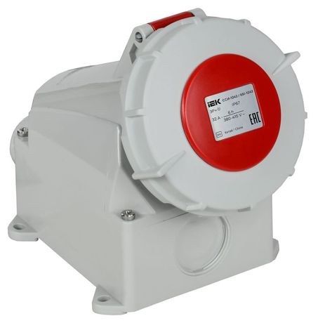 Розетка стационарная ССИ-1242 32А-6ч 380В 3P+PE IP67 | PSR12-032-4-0-67 IEK IEK (ИЭК) арт. PSR12-032-4-0-67