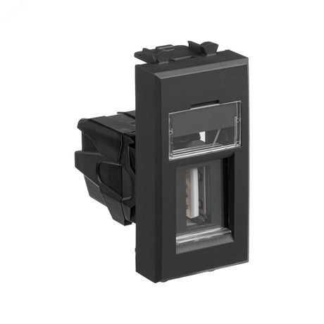 Розетка USB 2.0 1мод. Avanti "Черный матовый" тип А-А модульная DKC 4412401 ДКС