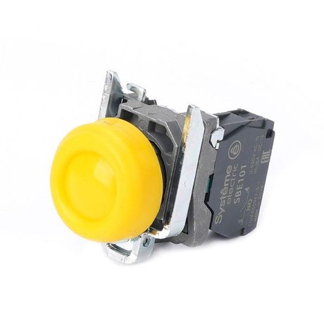 Кнопка модульная SB4 в сборе 22мм выступающая с возвратом металл 1НО желт. SE SB4BP51 APC