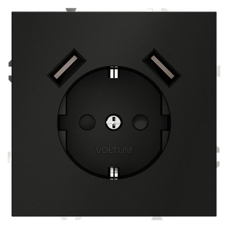 Розетка 1-м СП S70 16А с USB A+A заземл. защ. шторки механизм черн. матов. Voltum VLS040408 Voltum арт. VLS040408