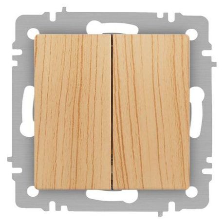 Переключатель Intro Accent 6-107-11 двойной, 10А-250В, IP20, СУ, AL/CU, сосна | Б0063576 ЭРА