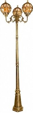 Светильник садово-парковый PL3809 3*60W 230V E27 600*600*2310мм черное золото (столб 2,29M) | 11390 FERON