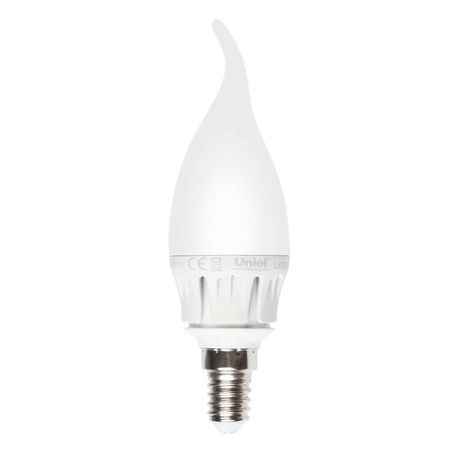 Лампа светодиодная LED-CW37-6Вт/WW/E14/FR ALM01WH пластик Uniel 08137