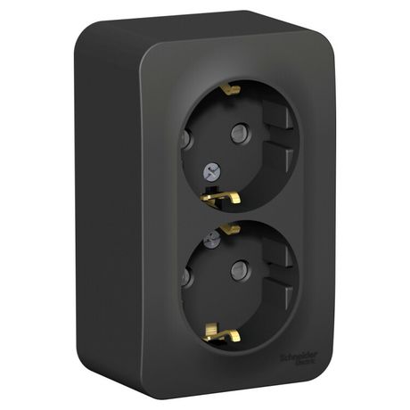 Розетка 2-м ОП Blanca 16А IP20 250В с заземл. защ. шторки антрацит SE BLNRA011206 APC