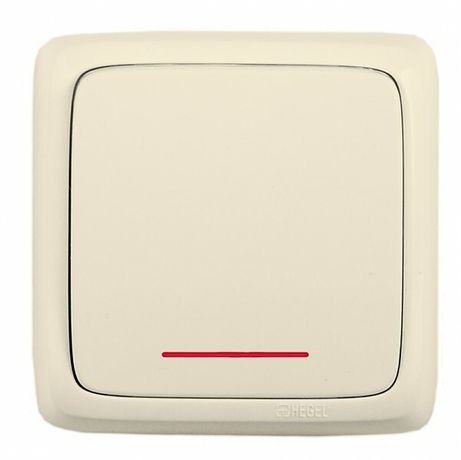 Переключатель одноклавишный наружный с изоляционной пластиной индикацией слоновая кость 16А - ВА16-164-01 HEGEL
