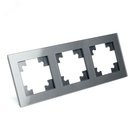 Рамка горизонтальная 3-местная, серия Катрин, GFR00-7003-06, графит | 39541 STEKKER FERON