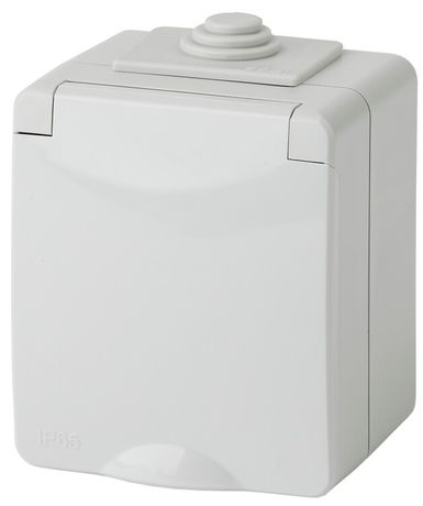 Розетка однофазная наружная (открытой установки) с заземлением со шторками серый 16А 250В IP65 винтовые клеммы 11-2602-03 Эра Эксперт - Б0035990