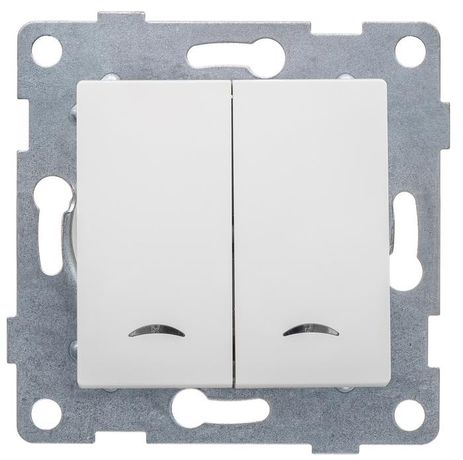 Выключатель двухклавишный Ugra инд, маханизм, 10А, 250В, белый - С11В28-001 GUSI