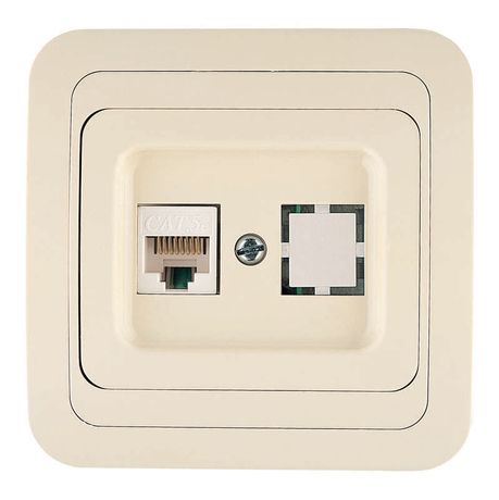 Розетка компьютерная 1-м СП Mimoza 16А IP20 крем. Makel 25035