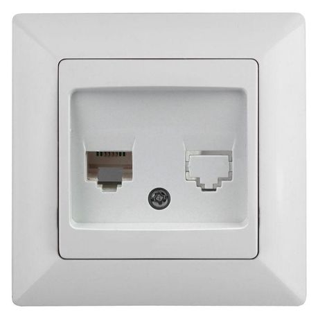 Розетка телефонная 1-м СП Solo 4-302-01 RJ11 бел. Intro Б0043375 ЭРА